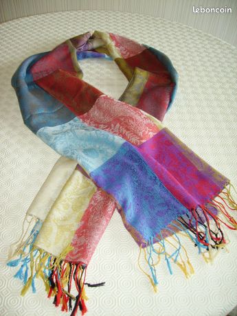 Étole écharpe Multicolore à Franges 182x63 Cm - Occasion Très Bon état