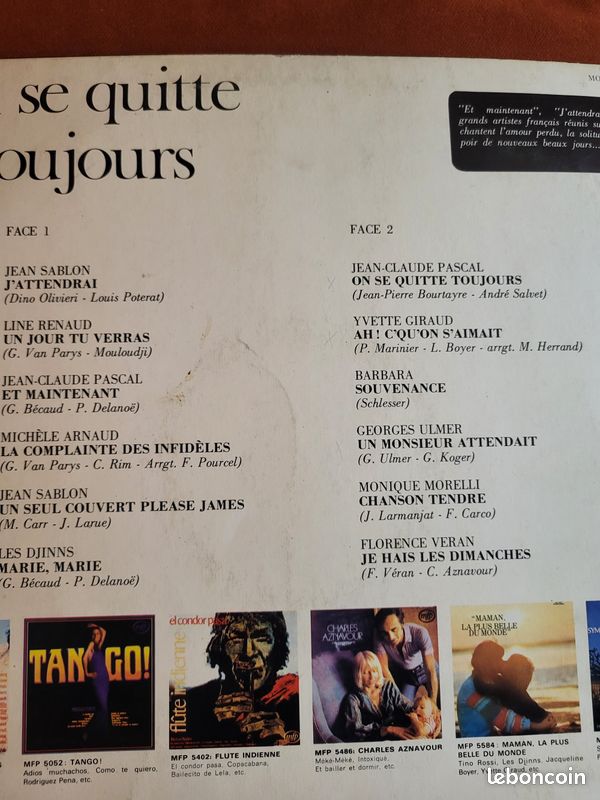 On se quitte toujours, 33 tours (image 2)