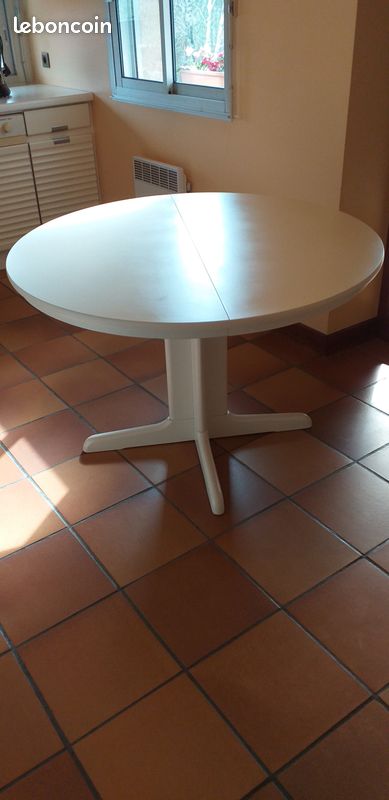 Table cuisine laquée blanche extensible (image 1)