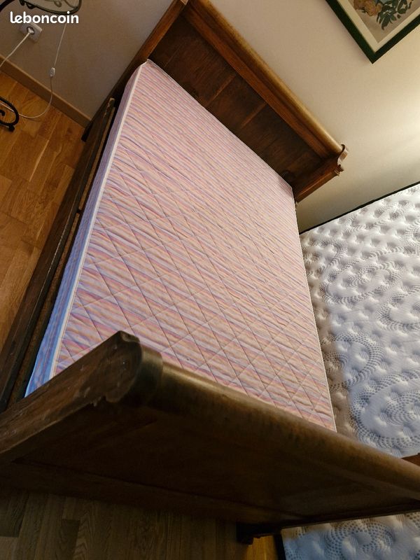 Lit ancien rouleau avec sommier lattes et matelas (image 2)