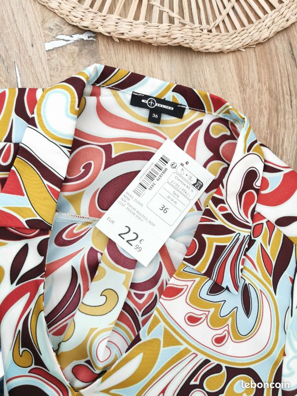 Blouse fluide bohème imprimé psychédélique coloré Mosquitos Neuve Taille 36 (image 3)