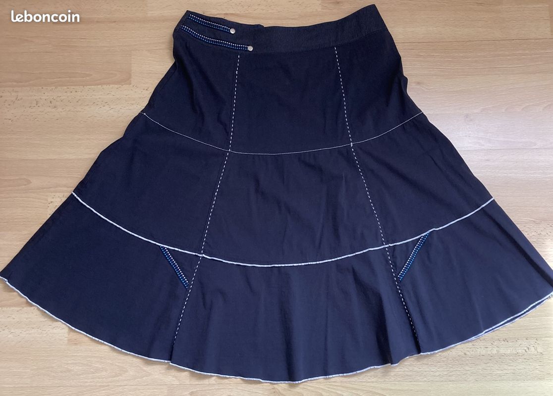 Jupe ample bleu marine Christine Laure T 38 (image 1)