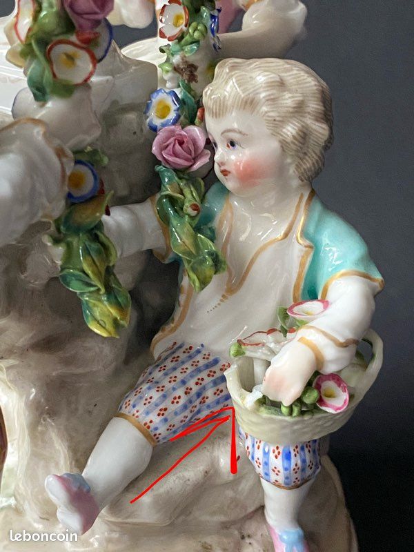 Belle groupe en porcelaine ancienne polychrome de Saxonie (image 11)