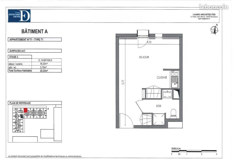 Appartement a louer villenave-d'ornon - 1 pièce(s) - 22 m2 - Surfyn