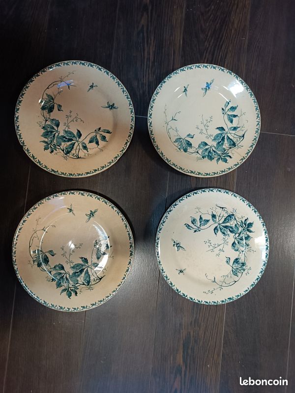 Assiette porcelaine opaque Gien Vigne vierge (image 1)