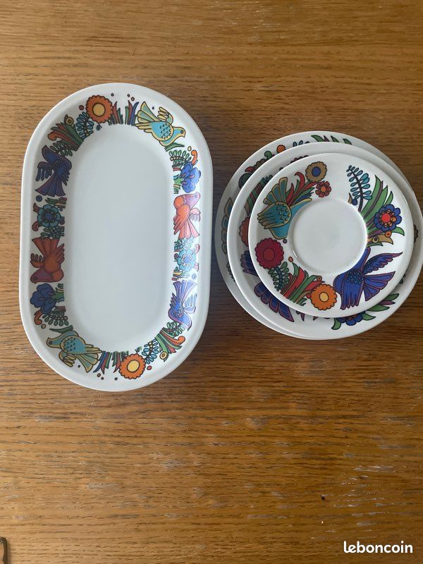 Vintage Villeroy & Boch « Acapulco » – 1 Ravier & 3 Sous-tasses (Estampilles Luxembourg - Parfait état) (image 9)