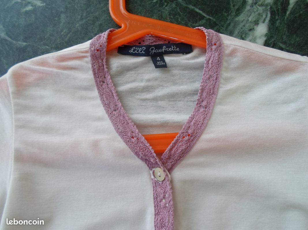 Gilet Cardigan Lili Gaufrette Pour Fille - 4 Ans - 100% Coton Noir - Très Bon état