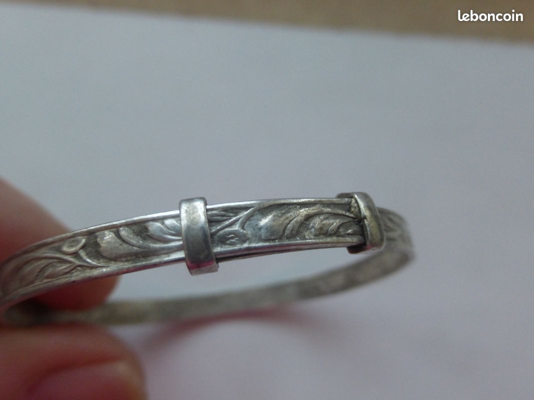 Bracelet ancien enfant argent marqué silver 5,50gr la. Maxi 5cm ép.4mm tbé (image 1)