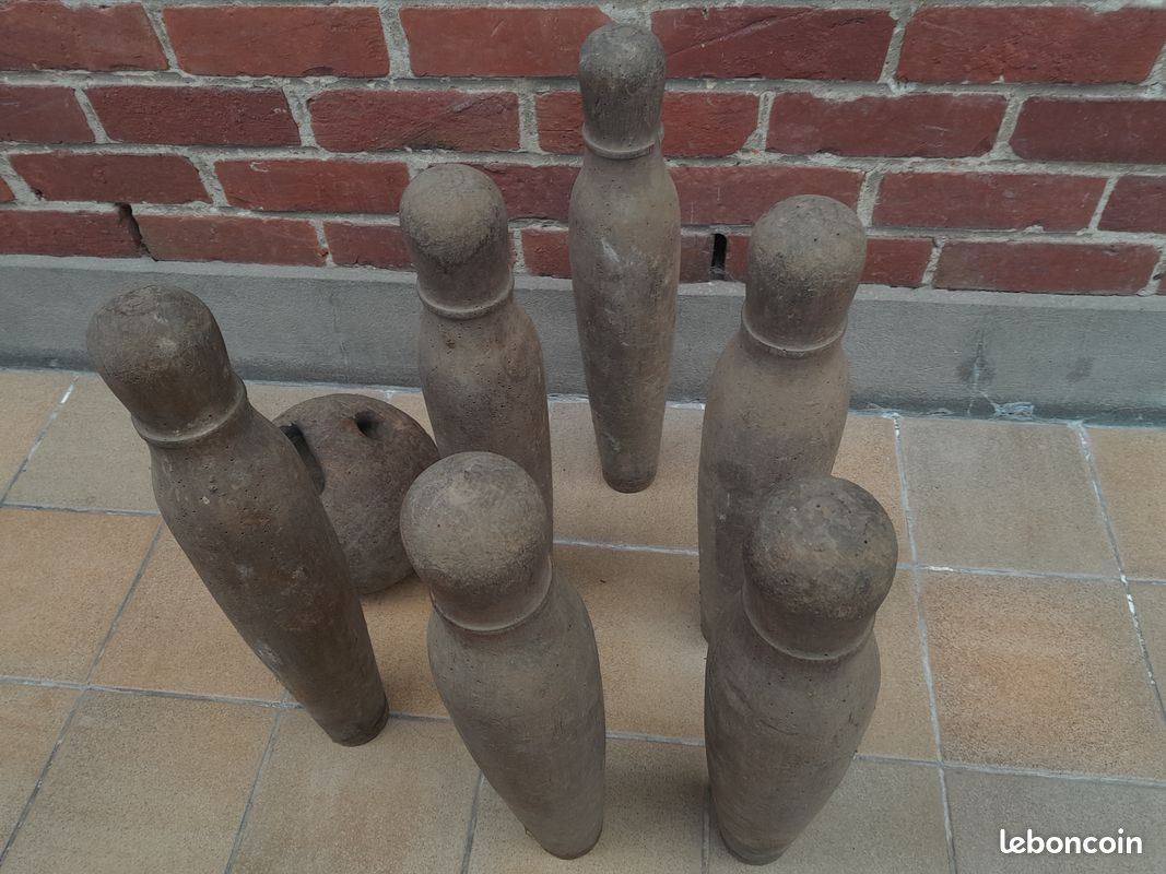 ANCIEN JEU DE bouloir flamand - boules plates en bois mi-XXème EUR 45,00 - FR
