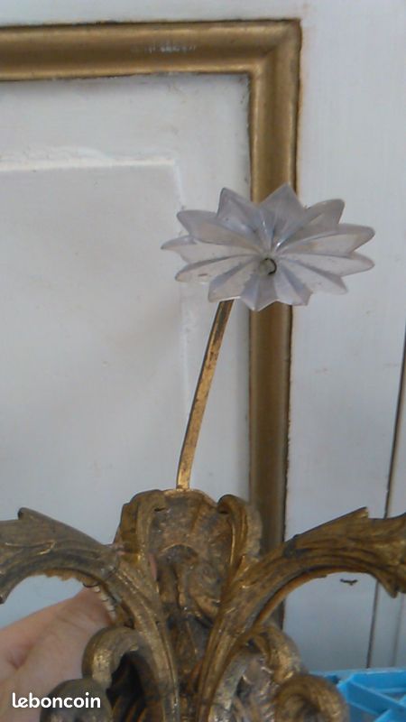 Ensemble 1 lustre et 2 appliques bronze et pampilles (image 2)