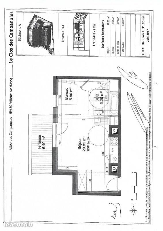 Appartement 1 pièce 32 m² · à Villeneuve-d'Ascq · 32 m² · 520 €