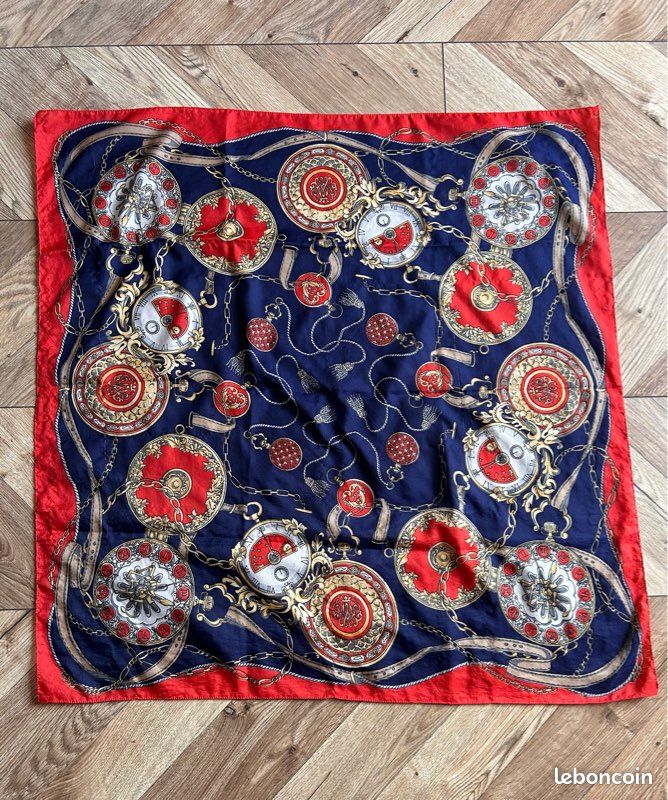 Foulard Carré Soie Jaeger – Vintage, Made In Italy, Marron, Cadeau Femme FO365