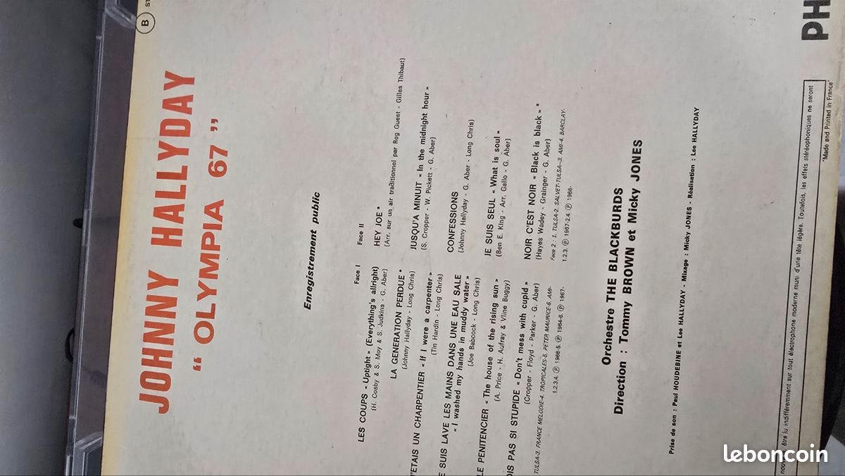 Vinyle Johnny Hallyday Olympia 67 (image 2)