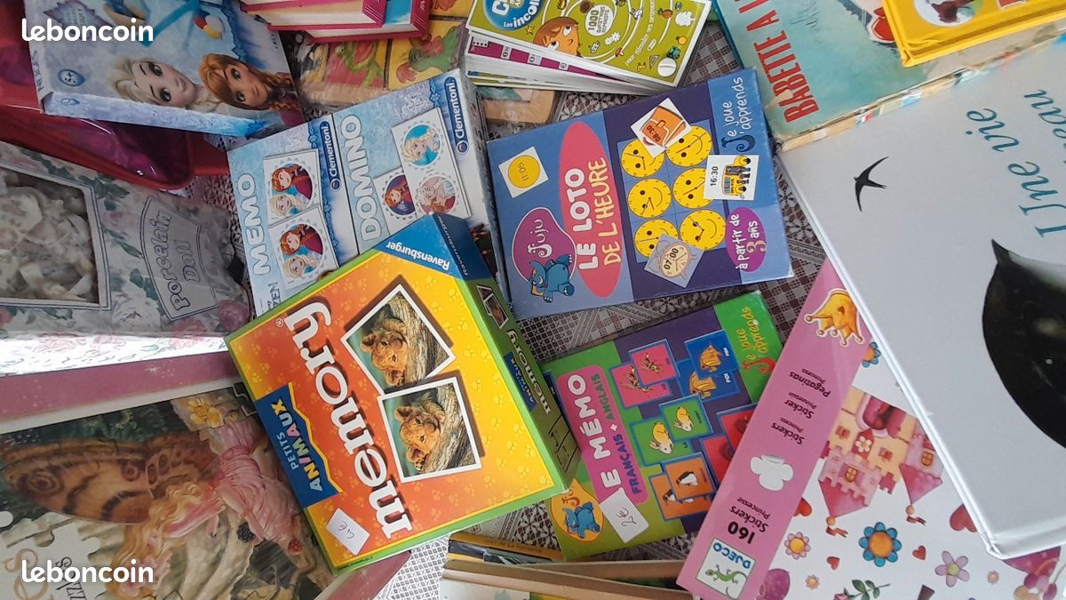 Gros lot de jouets, puzzles, livres, Lego, Barbie, micro karaoké, palmes, bottes de neige, jeux Meccano, valise éléphant : tout doit partir (image 2)
