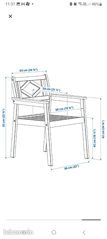 Lot 2 Chaises exterieures avec accoudoirs. Blanc/ beige (image 4)