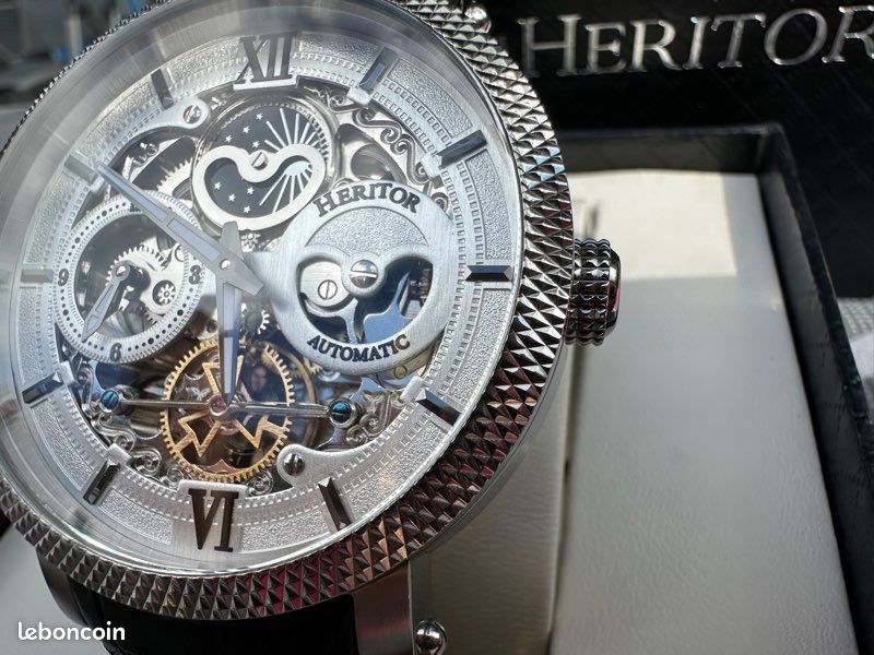 Montre heritor automatique,bracelet cuir noir (image 2)