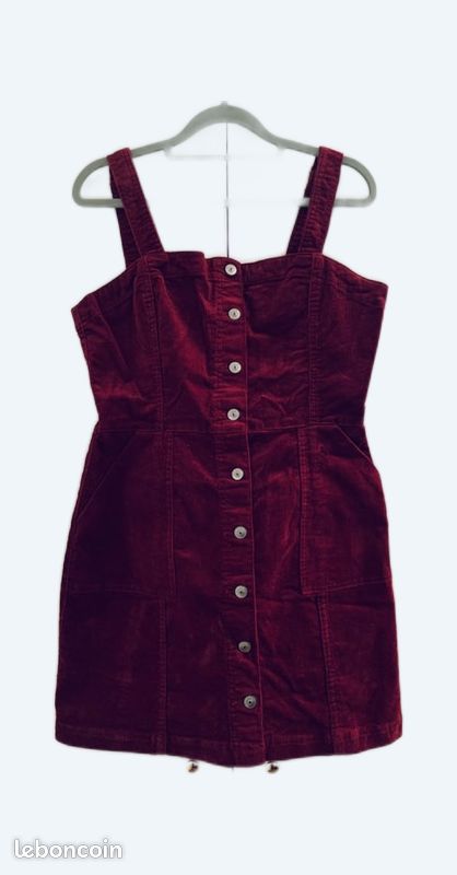 Robe courte velours côtelé bordeaux (image 1)