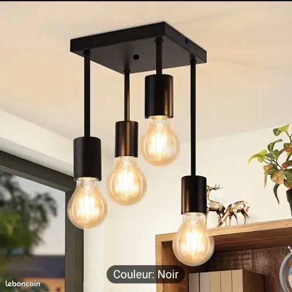 Lindby Mizgin Suspension avec grille à 4 lampes, Suspension Luminaire