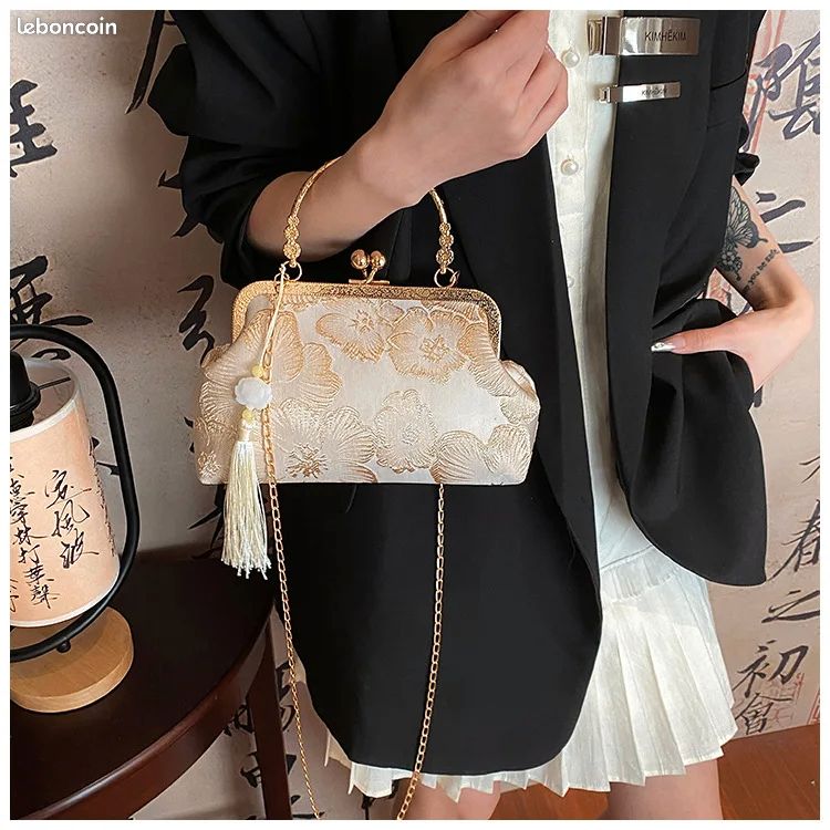 Femme Sac à main Pochette Sacs Bandoulière Sac à rabat Polyester Soirée Fête de Mariage Chaîne