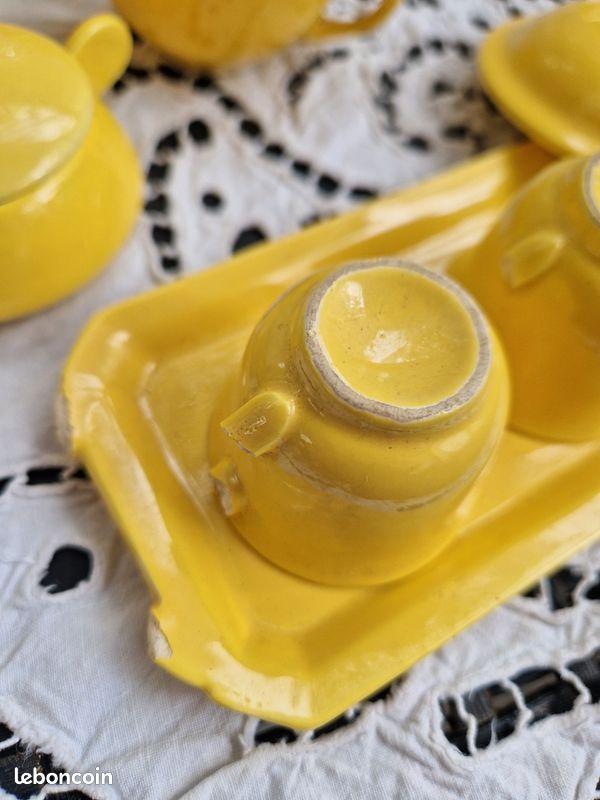 3 Pots à Confiture Dinette Ancienne - Faïence Fine Creil HBCM - 1920-1955 - France