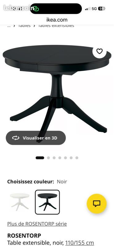 Table IKEA noire ROSENTORP (image 4)