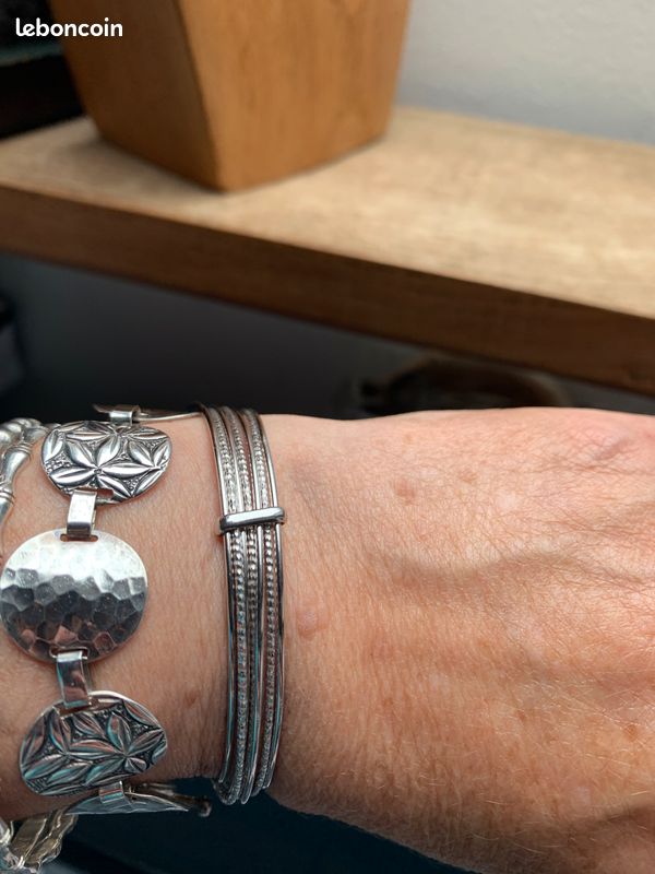 Bracelet Semainier En Argent Massif - Jonc Ajustable Diamètre 6.2cm, Occasion