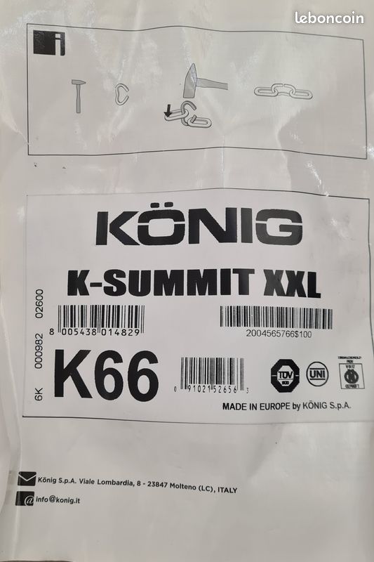 CHAÎNES À NEIGE POUR VOITURE KONIG K-SUMMIT XXL GR. K66 TAILLE 235/55 R19 -  Autoparts-RdC