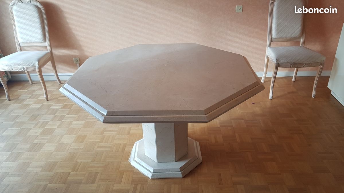 Table concorde octogonale 140 marbre crème marfil (image 3)