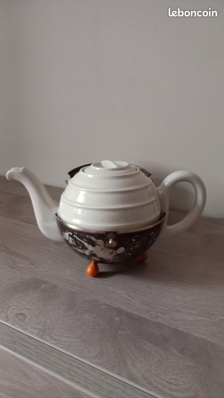 Théière et hotte chauffante en porcelaine Bauscher Weiden des années 1930, Art déco allemand. - France