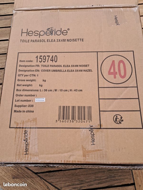 Hespéride Toile De Parasol Éléa Noisette - Protection Solaire De Qualité 420x300 Cm