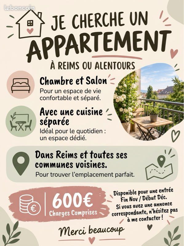 Appartement 2 pièces 50 m² · à Reims · 50 m² · 600 €/mois