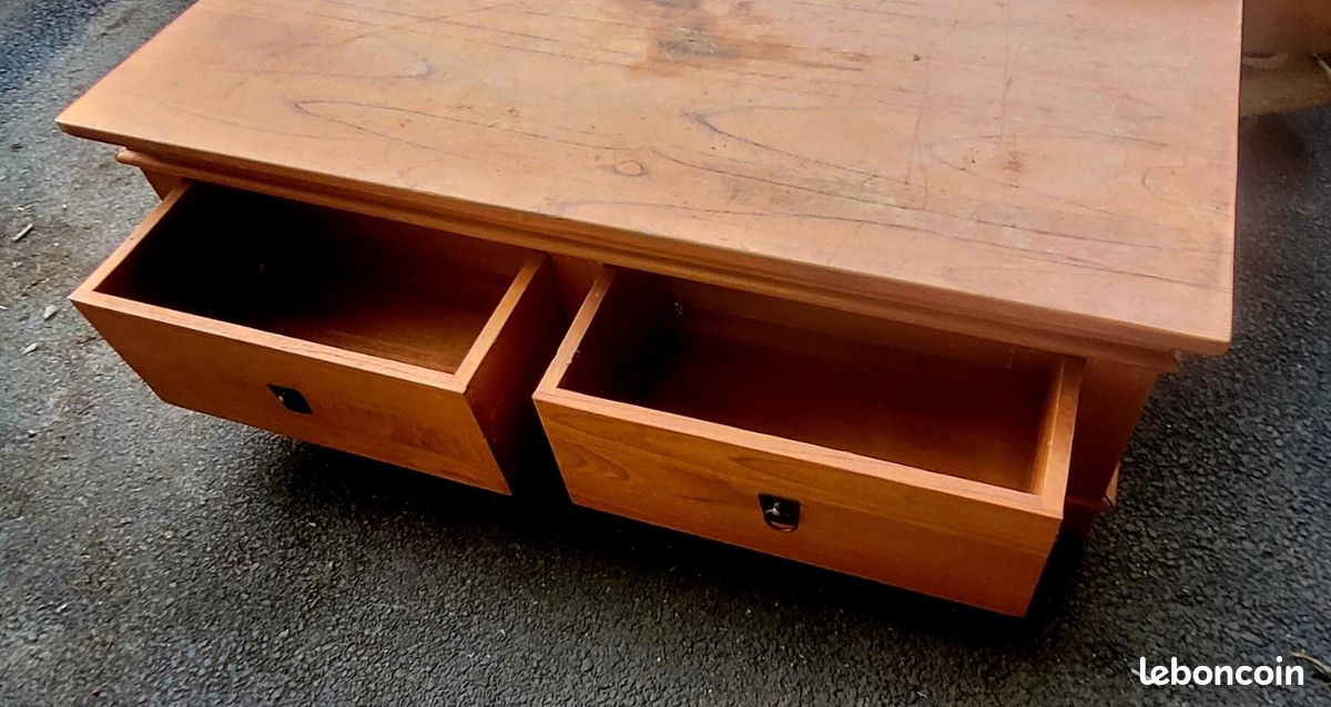 Table basse en bois massif style rustique / campagne chic (image 4)