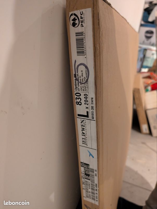 Porte intérieure âme pleine JELD-WEN 204x83 Droite Poussant Isolante – NEUVE (image 2)