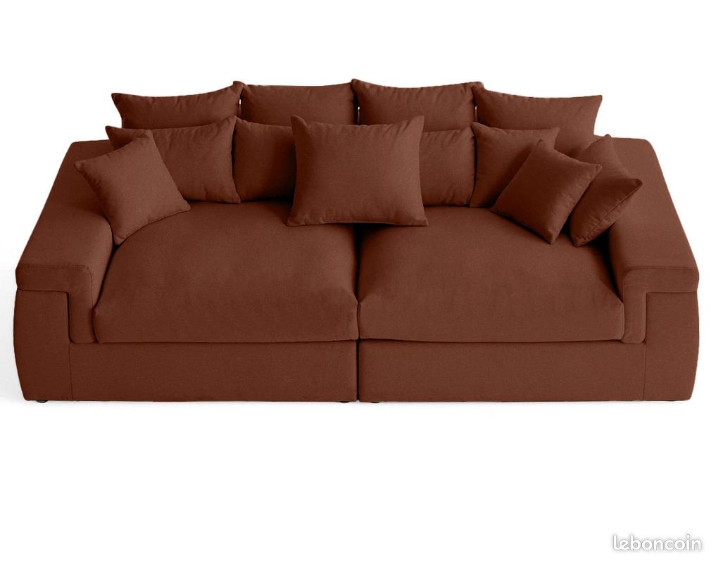 SERGIO - Canapé 4 places - assise profonde - en tissu - terracotta (image 9)