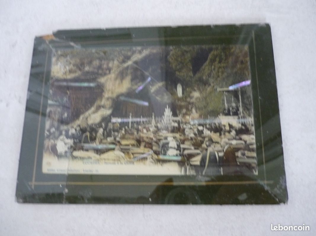 Ancienne carte postale sous verre nacrée (image 2)