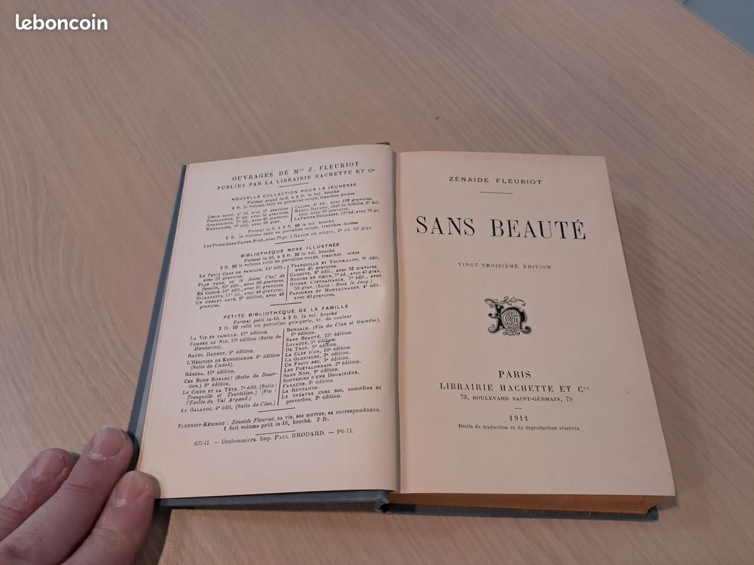 SANS BEAUTE - ZENAIDE FLEURIOT - édit. HACHETTE 1911 (image 2)