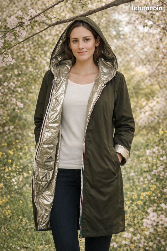 Imperméable Laura Jo femme mi-long champagne doré – Léger & chic – Demi-saison (image 1)