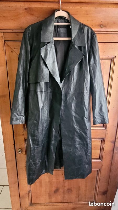 Long manteau mango en cuir (image 1)
