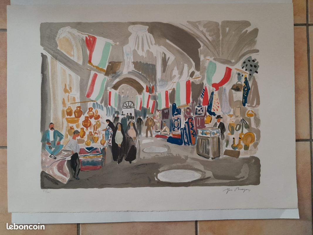 Yves BRAYER : Le Procession - Lithographie originale signée au crayon