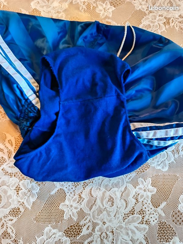 Short Nylon LONGWAY SPORTING GOOD – Vintage Années 80 – Bleu Satin Brillant – Taille 38