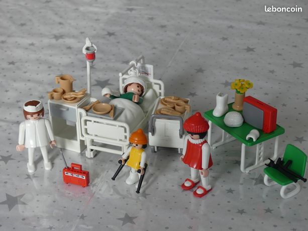 Lot Playmobil Vintage 3495 – Chambre D'hôpital Avec Infirmière, Boîte D'origine
