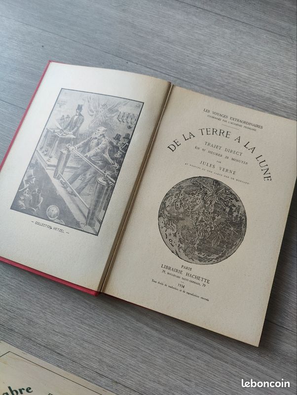Jules Verne — De la Terre à la Lune — Hachette 1934 — Cartonnage illustré Hetzel — Illustré de Montaut (image 5)