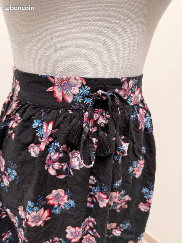 Jupe Femme Mix Nouveau Taille 14 – Rayures Noire Et Blanche Motif Fleuri