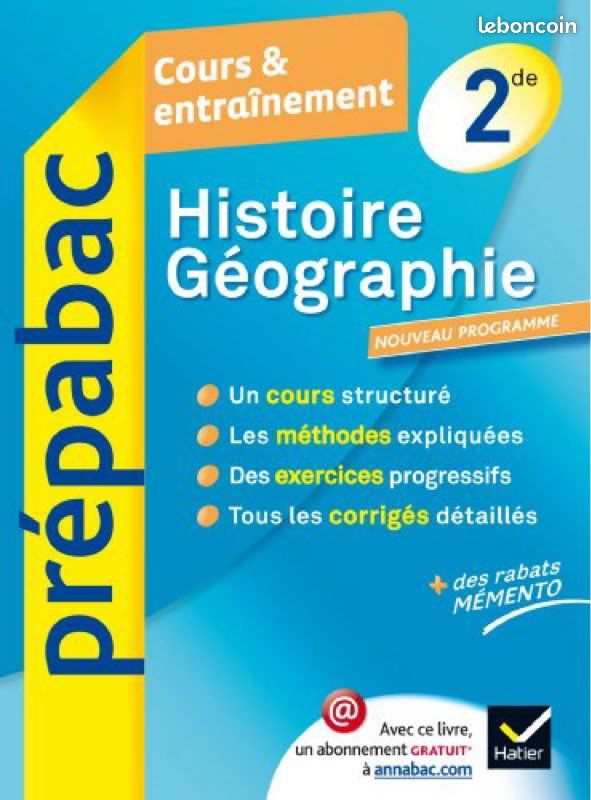 Livre prépa bac Histoire géographie 2nd Hatier (image 1)