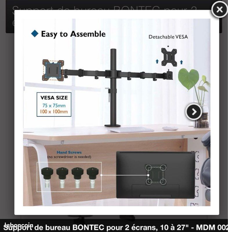 Support de bureau BONTEC pour 2 écrans (image 2)