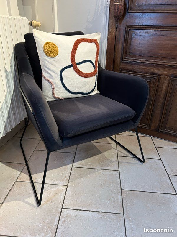 Jasper fauteuil en Velour - Noir (image 2)