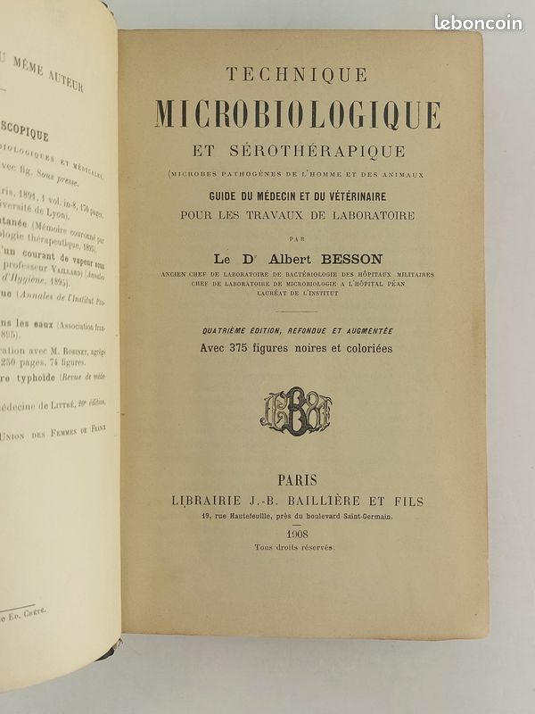 Technique microbiologique et sérothérapique. 1908 (image 4)