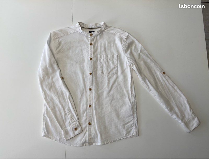 Chemise Col Mao Chemise Blanche GarÃ§on 12 Ans Chemise Unie Col