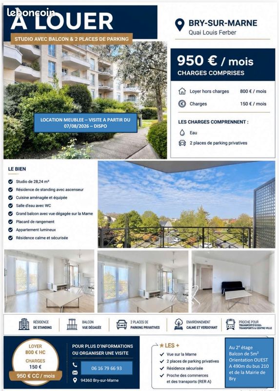 Appartement 1 pièce 28 m² · à Bry-sur-Marne · 28 m² · 950 €
