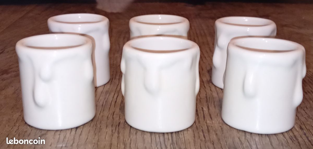 6 anciens tube de bougie en porcelaine beige (image 5)